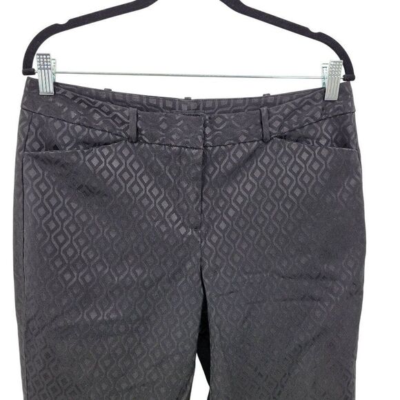 Vtg 90s Womens Black Cigarette Pants 8 Geometric Textured Ankle Stretch Formal - Picture 5 of 10